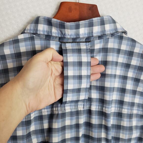REI Mens Sahara Vented SS Blue Button Up Shirt Fishing Hiking Golf Performance L - Picture 6 of 11